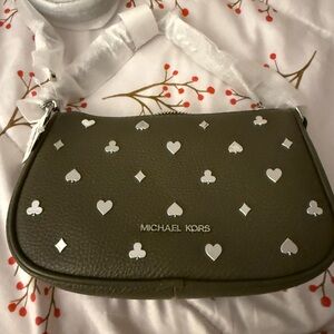 Michael Kors Green Shoulder Bag.  Convertible Crossbody to handbag. NWT